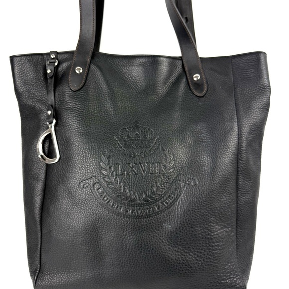 Ralph Lauren Handbags - Ralph Lauren Tote‎ Bag Black Leather Shoulder Bag LXVII Bag Charm Silver READ